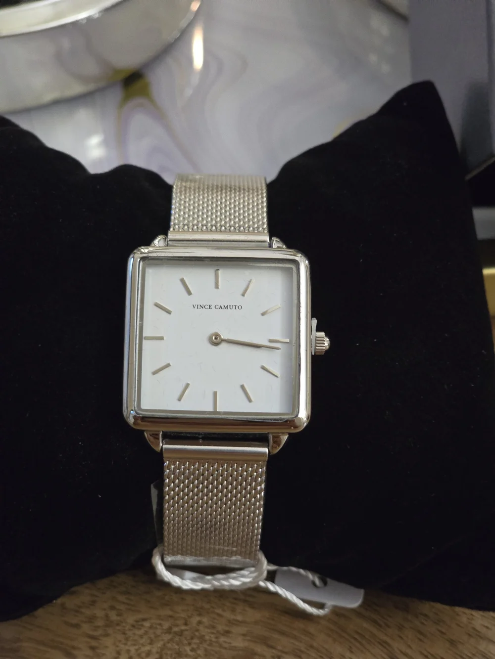 Vince Camuto Silver Mesh Square Dial Watch